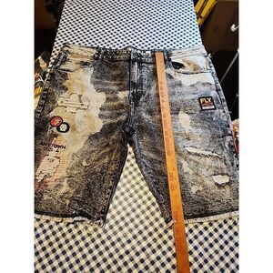 Born Fly Mens Size 42 Shorts Black Denim  ‎ FLY UNLTD Y2k